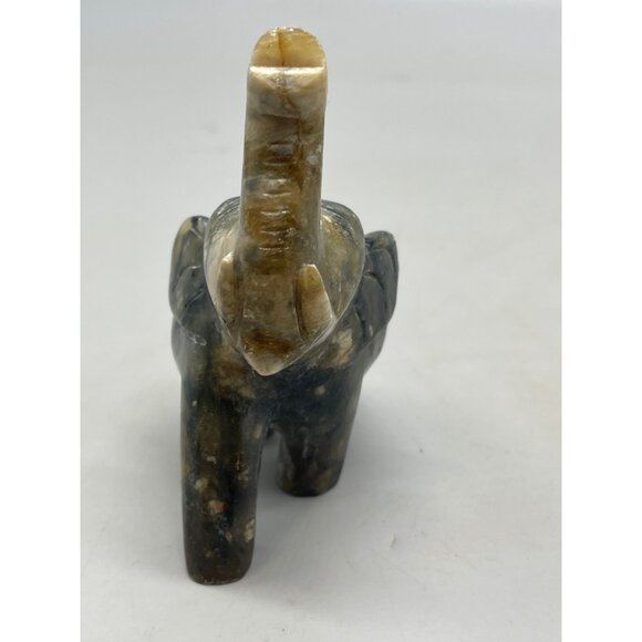 marble elephant figurine decor ears trunk 4x4.5" animal shine READ - Picture 2 of 5